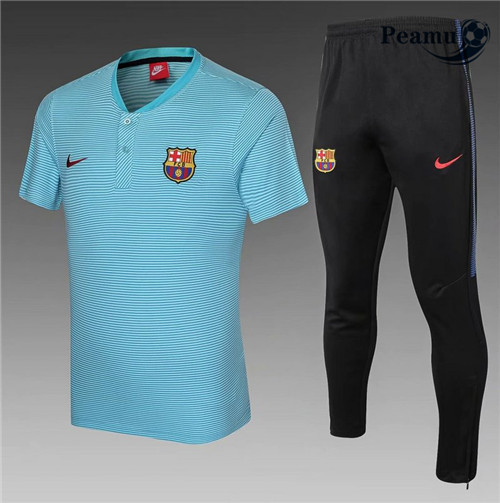 Peamu - Kit Camisola Entrainement foot Polo Barcelona + Pantalon Azul Clair 2021-2022