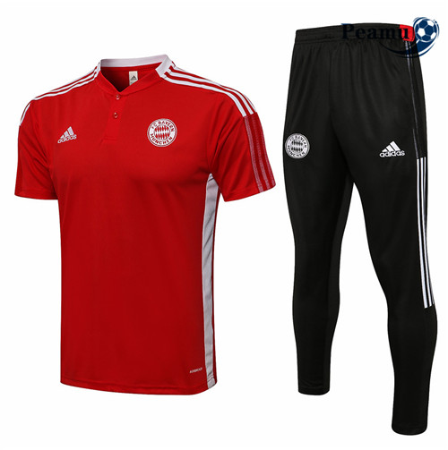 Peamu - Kit Camisola Entrainement foot Polo Bayern de Munique + Pantalon Vermelho 2021-2022