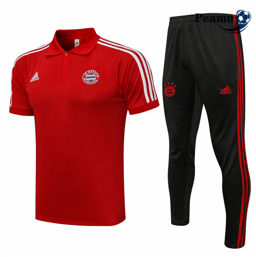 Peamu - Kit Camisola Entrainement foot Polo Bayern de Munique + Pantalon Vermelho/Branco 2021-2022