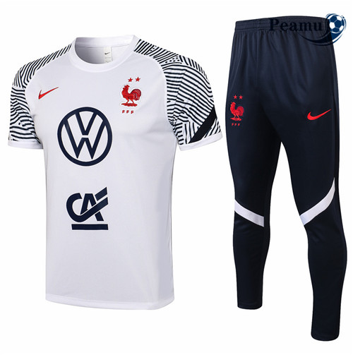 Peamu - Kit Camisola Entrainement foot França + Pantalon Branco 2021-2022