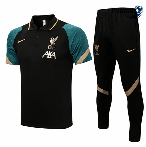 Peamu - Kit Camisola Entrainement foot Polo Liverpool + Pantalon Preto 2021-2022