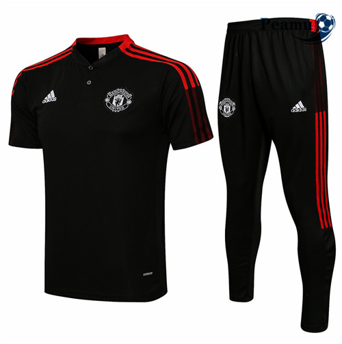 Peamu - Kit Camisola Entrainement foot Polo Manchester United + Pantalon Preto 2021-2022