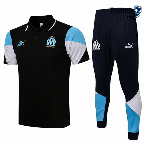 Peamu - Kit Camisola Entrainement foot Polo Marsella + Pantalon Preto 2021-2022