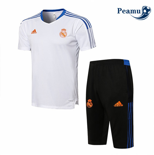 Peamu - Kit Camisola Entrainement foot Real Madrid + Pantalon 3/4 Branco 2021-2022