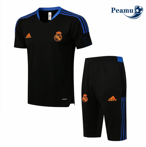 Peamu - Kit Camisola Entrainement foot Real Madrid + Pantalon 3/4 Preto 2021-2022