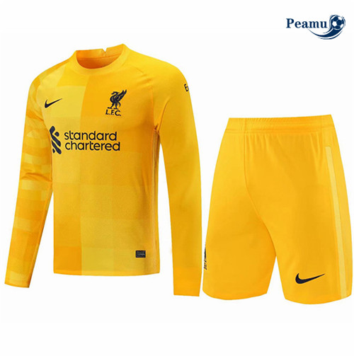 Peamu - Camisola Futebol Liverpool Gardien de but Manche Longue + short Amarelo 2021-2022