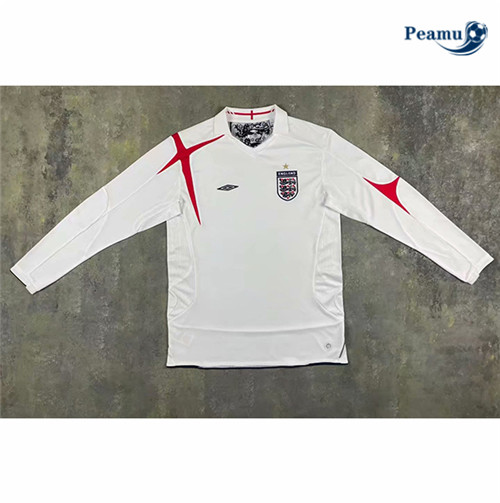 Peamu - Camisola Futebol Retro Inglaterra Principal Equipamento Branco Manche Longue 2006