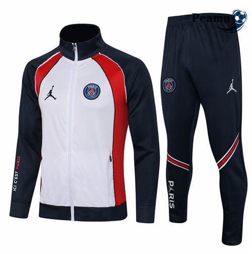Peamu - Casaco de Fato de Treino Jordan PSG Branco/Azul Marinho 2021-2022 Gola alta