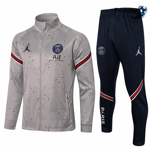 Peamu - Casaco de Fato de Treino Jordan PSG Cinza Clair 2021-2022 Gola alta
