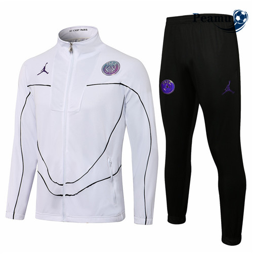Peamu - Casaco de Fato de Treino Jordan PSG Branco 2021-2022 Gola alta