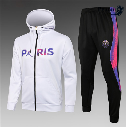 Peamu - Casaco de Sweat de Fato de Treino Jordan PSG Crianças Branco 2021-2022