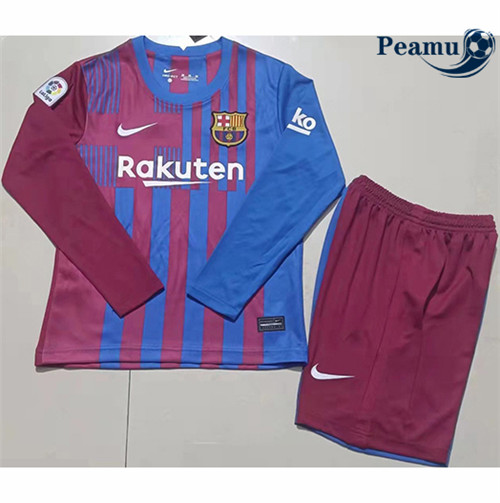 Camisola Futebol Barcelona Crianças Principal Equipamento Manche Longue 2021-2022