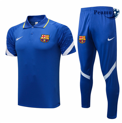Kit Camisola Entrainement foot Polo Barcelona + Pantalon Azul 2021-2022
