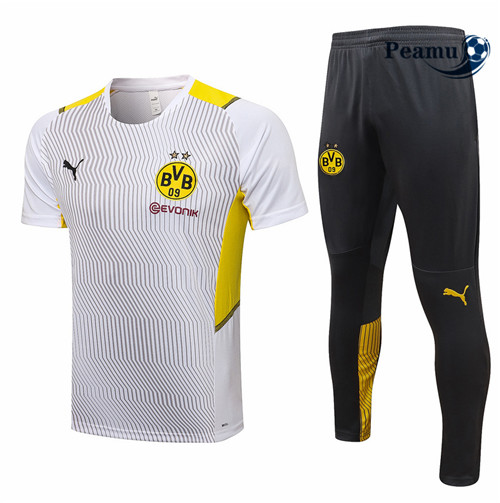 Kit Camisola Entrainement foot Borussia Dortmund + Pantalon Branco 2021-2022
