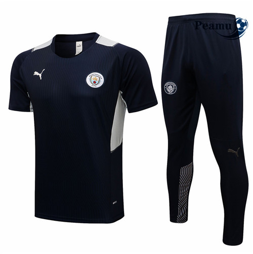 Kit Camisola Entrainement foot Manchester City + Pantalon Azul Marinho 2021-2022