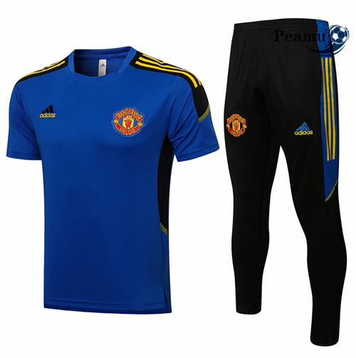 Kit Camisola Entrainement foot Manchester United + Pantalon champions league Azul 2021-2022