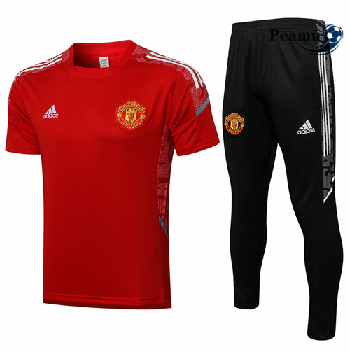 Kit Camisola Entrainement foot Manchester United + Pantalon champions league Vermelho/Branco 2021-2022