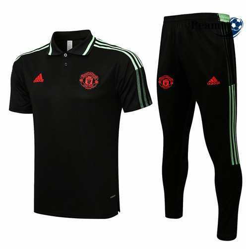 Kit Camisola Entrainement foot POLO Manchester United + Pantalon Preto/Vert 2021-2022