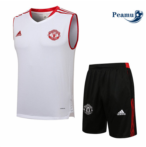 Kit Camisola Entrainement foot Manchester United Jaqueta + Pantalon Branco/Vermelho 2021-2022