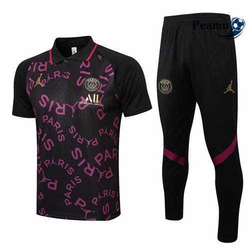 Kit Camisola Entrainement foot POLO Jordan PSG + Pantalon Preto/Violet 2021-2022