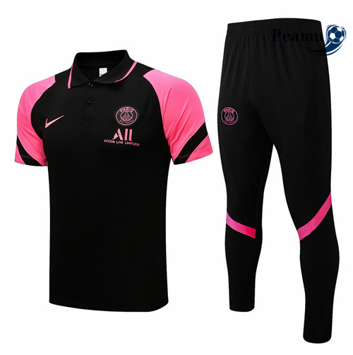 Kit Camisola Entrainement foot Polo PSG + Pantalon Preto/Rosa 2021-2022