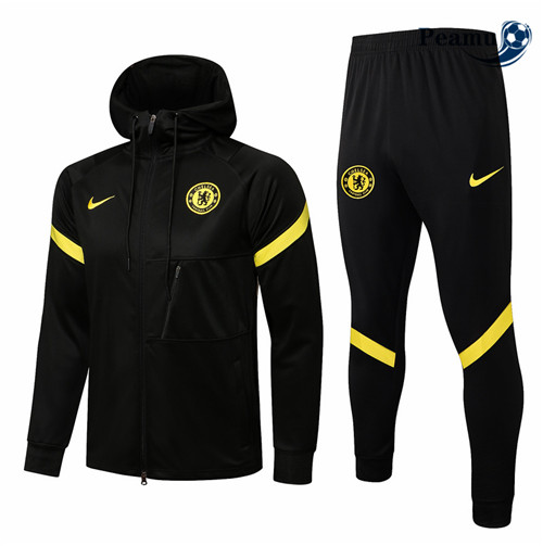 Casaco de Fato de Treino Chelsea com capuz Preto/Amarelo 2021-2022