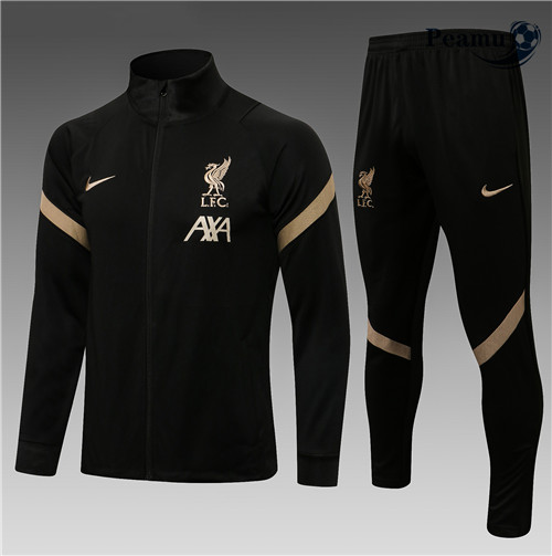 Casaco de Fato de Treino Liverpool Crianças Preto/Amarelo 2021-2022