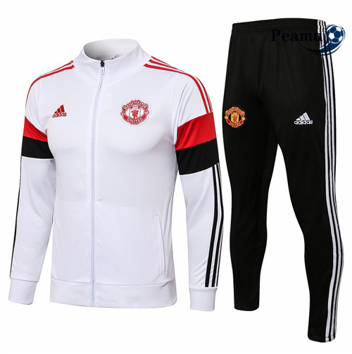 Casaco de Fato de Treino Manchester United Branco/Vermelho/Preto Gola alta 2021-2022