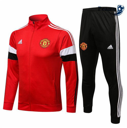 Casaco de Fato de Treino Manchester United Vermelho/Branco Gola alta 2021-2022