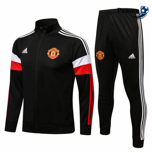 Casaco de Fato de Treino Manchester United Preto/Branco Gola alta 2021-2022
