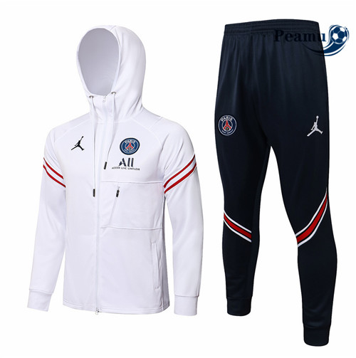 Casaco de Fato de Treino Jordan PSG com capuz Branco 2021-2022