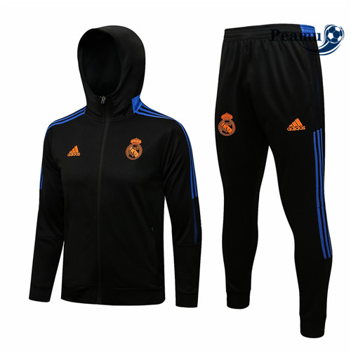 Casaco de Fato de Treino Real Madrid com capuz Preto/Azul 2021-2022