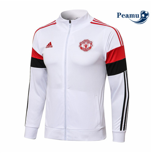 Jaqueta Futebol Manchester United Branco/Vermelho/Preto Gola alta 2021-2022