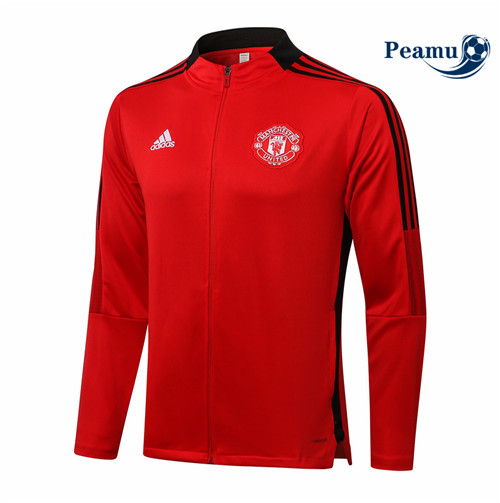 Jaqueta Futebol Manchester United Vermelho/Preto Gola alta 2021-2022