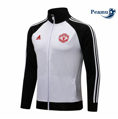 Jaqueta Futebol Manchester United Branco/Preto Gola alta 2021-2022