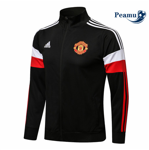 Jaqueta Futebol Manchester United Preto/Branco Gola alta 2021-2022