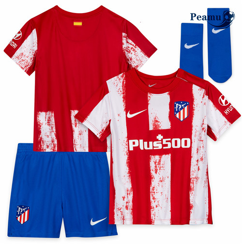 Peamu - Camisola Futebol Atletico Madrid Crianças Principal Equipamento 2021-2022