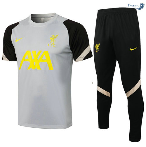 Peamu - Kit Camisola EntrainementLiverpool + Pantalon Cinza Clair/Preto 2021-2022