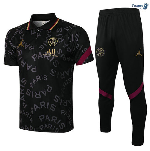 Peamu - Kit Camisola EntrainementPolo PSG Jordan + Pantalon Preto 2021-2022