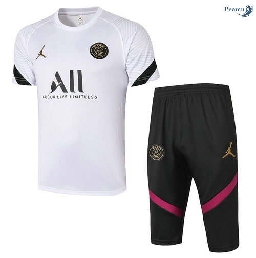 Peamu - Kit Camisola EntrainementJordan PSG + Pantalon 3/4 Branco 2020-2021