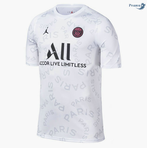 Peamu - Camisola Futebol PSG Jordan Pre-Match training Branco 2021-2022