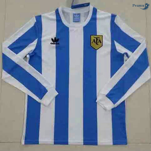 Peamu - Camisola Futebol Retro Argentina Principal EquipamentoManche Longue 1978