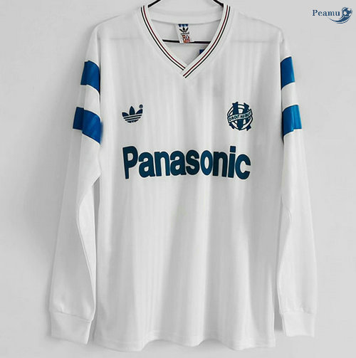 Peamu - Camisola Futebol Retro Marsella Principal Equipamento Manche Longue 1990