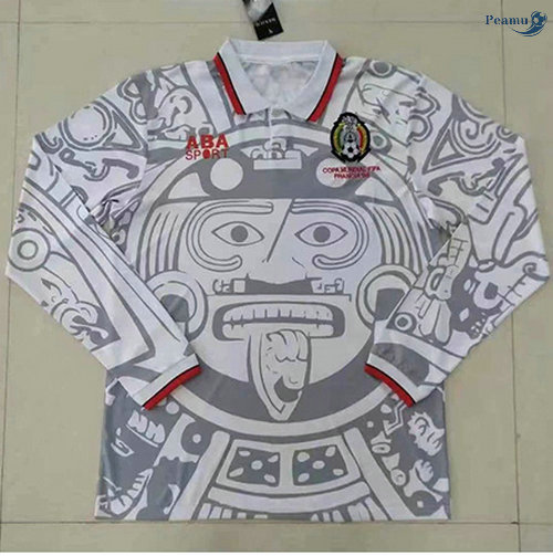 Peamu - Camisola Futebol Retro Mexico Alternativa Equipamento Branco Manche Longue 1998