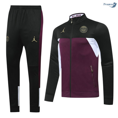 Peamu - Casaco de Fato de Treino Jordan PSG Jujube Vermelho/Preto Gola alta 2020-2021
