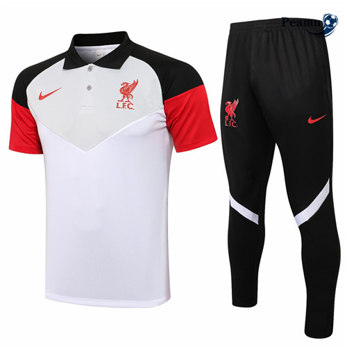 Kit Camisola Entrainement Polo Liverpool + Pantalon Branco/Cinza 2021-2022