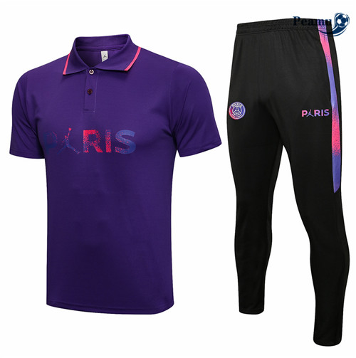 Kit Camisola Entrainement polo Jordan PSG Paris + Pantalon Violet 2021-2022