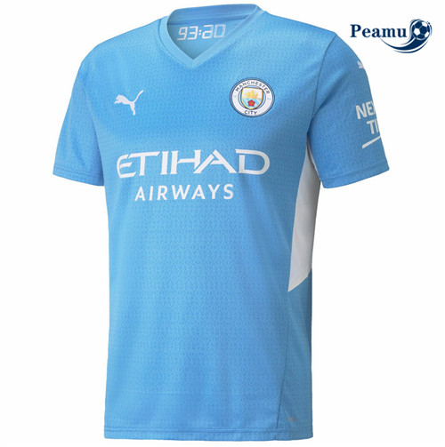 Camisola Futebol Manchester City Principal Equipamento Azul 2021-2022