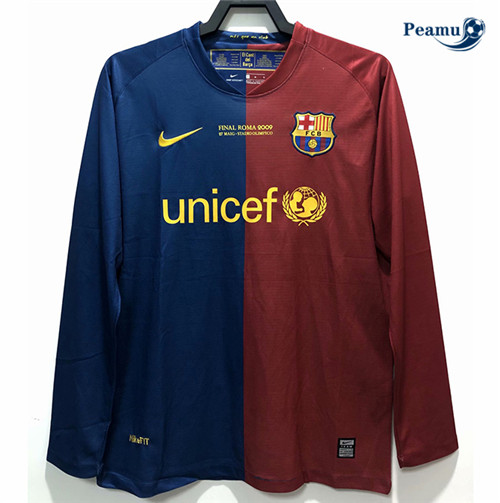 Camisola Futebol Retro Barcelona Principal Equipamento Manche Longue 2008-09