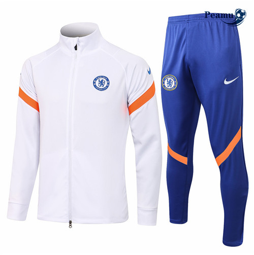 Casaco de Fato de Treino Chelsea Branco Gola alta 2021-2022
